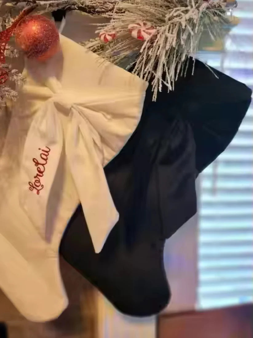 VELVET BOW CHRISTMAS STOCKING