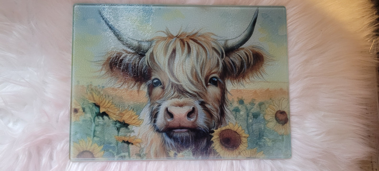 Sunflower cow chopping board