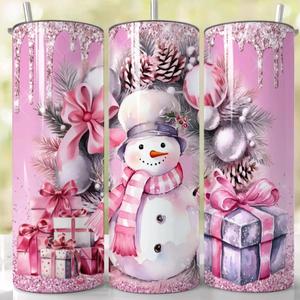 pink snowman tumbler