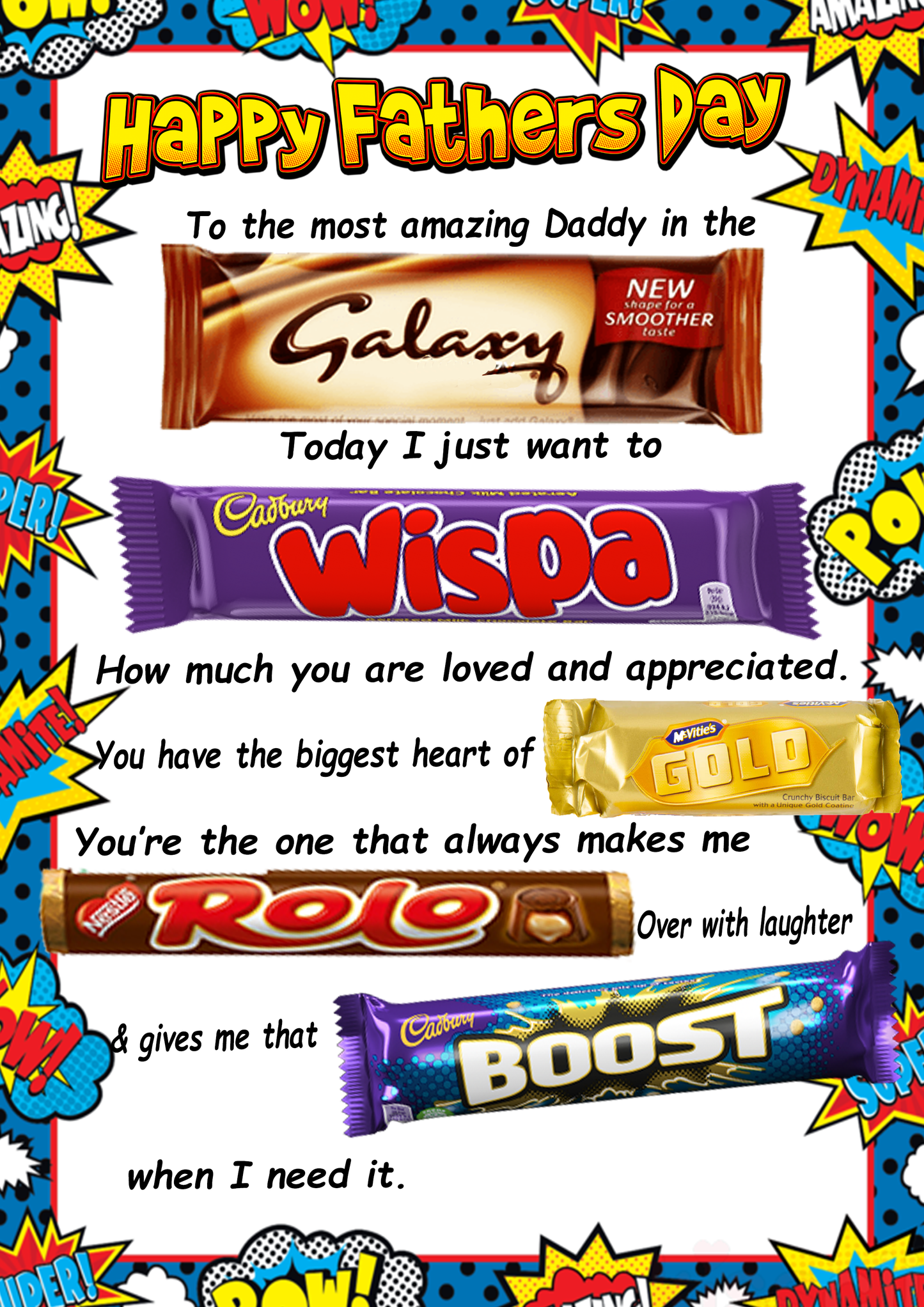 16X Digital Fathers day boards for chocolate