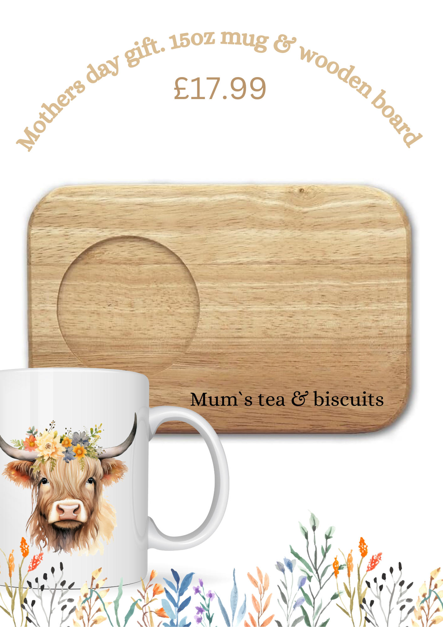 wooden tea board and 15oz mug