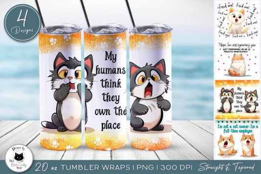 Funny Cat Tumbler Wraps | Cat Quotes PNG