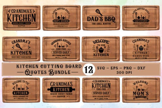 About Kitchen Cutting Board Quotes SVG Bundle Graphic