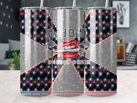 Red and grey Redbull tumbler