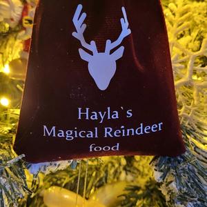 personalised velvet reindeer food bag