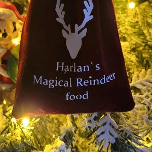 personalised velvet reindeer food bag