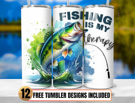 Fishing is my therapy  plus 12 free designs digital downloads