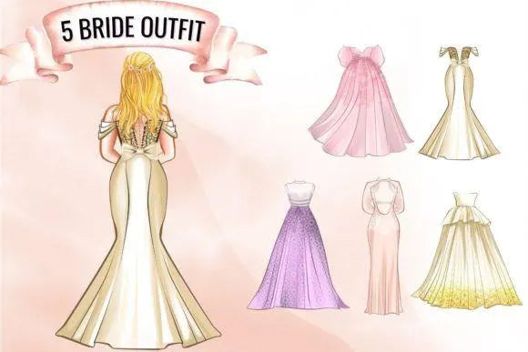 Wedding Bride & Bridesmaid Sublimation Bride and Bridesmaid Creator Clipart