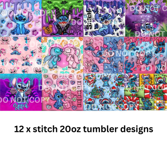 x 12 Digital stitch 20oz tumbler design x 12 designs, small business, crafting, gifts, christmas