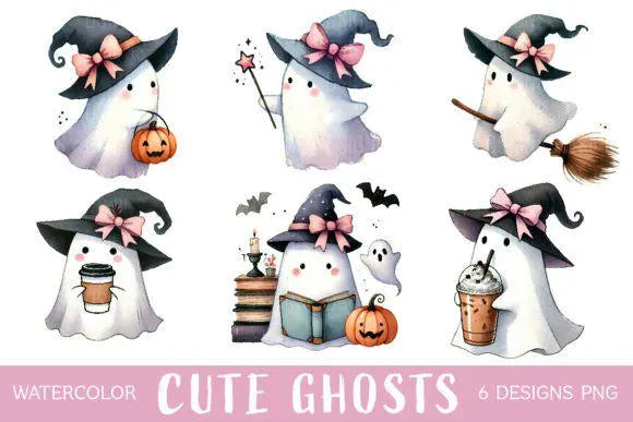 Halloween Ghost Watercolor Bundle Png