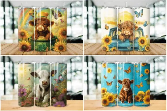 100 Baby Highland Cow Mug Wrap 20oz tumbler digital download