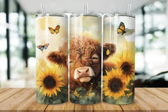 100 Baby Highland Cow Mug Wrap 20oz tumbler digital download