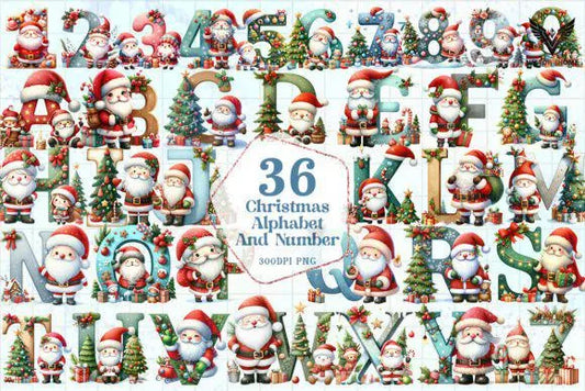 Christmas Alphabet and Number Clipart