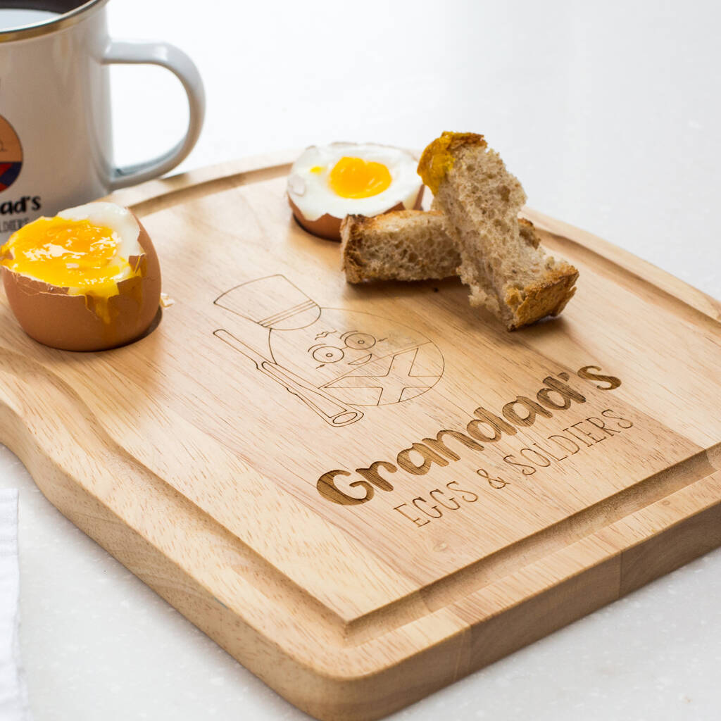 Personalised egg and soldiers toast chopping board