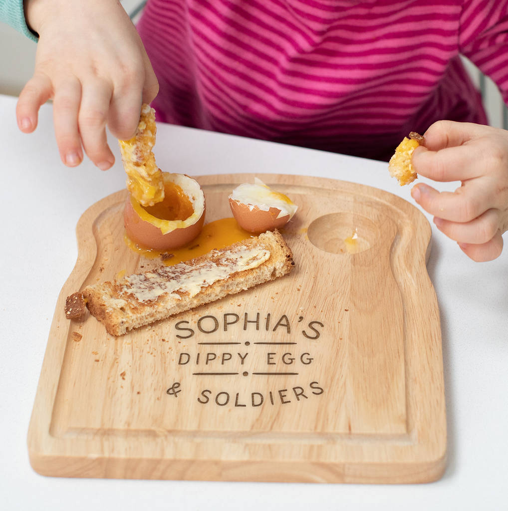 Personalised egg and soldiers toast chopping board