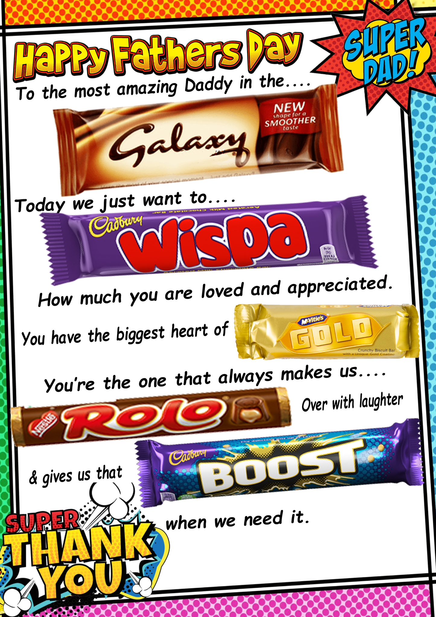 16X Digital Fathers day boards for chocolate