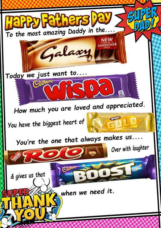 16X Digital Fathers day boards for chocolate