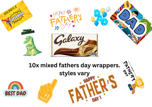 mixed designs. 10x fathers day chocolate wrappers